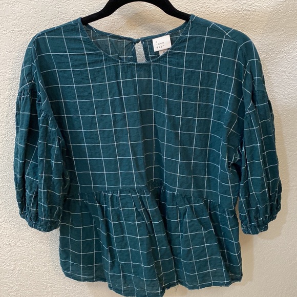A new day puff sleeve window pane top M - Picture 4 of 7
